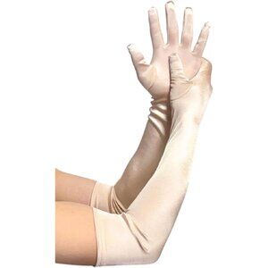 Women's Elbow Length Cream Long Satin Gloves Costume Princess Party Accessories